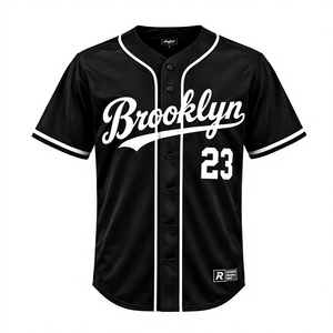 Maillot de baseball bleu personnalisé pour homme |   Chemise à manches courtes respirante 100 % polyester imprimée par transfert thermique, anti-UV, boutonnée, style hip-hop pour équipe - Product Image 3