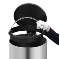 Poubelle ronde en acier inoxydable, corbeille avec pédale intérieure en plastique, de 30l, pour hôtel