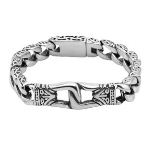 Pulsera de Cadena Cubana de Plata Tibetana para Hombre, Diseño de Eslabones Elípticos en Tono Plata Antigua, Joyería de Regalo - Product Image 5