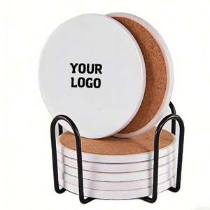 Posavasos Redondos Absorbentes de Piedra 2025 con Base de Corcho, Elegantes Posavasos de Madera para Bebidas - Product Image 1