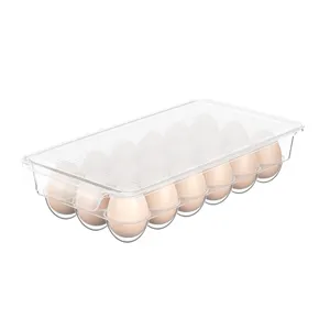 Venda quente Por Atacado Empilhável Plástico Transparente 18 Contagem Egg Holder com Tampas para Refrigerador Bins Cozinha Armazenamento BPA livre