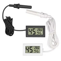 Grosir FY12 termometer higrometer elektronik dalam ruangan, pengukur suhu dan kelembapan Digital LCD Mini tertanam dengan Probe 1.5m