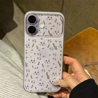 Coque de téléphone transparente tendance bleue à petites fleurs pour iPhone 17 Air 16 14 15 Pro Plus 18 13 12 11 Pro Max XR XS MAX