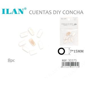 Perline di conchiglia Ilan 7x15mm a forma di barra per creazione di gioielli fai da te, 8 pezzi - Product Image 3