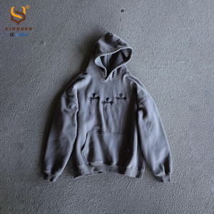 เสื้อฮู้ดดี้โอเวอร์ไซส์ผ้าเทอร์รี่ 100% คอตตอน ล้างสีแบบวินเทจ สไตล์สตรีทแวร์ ปักลายตัวอักษร สำหรับผู้ชาย ขายส่ง - Product Image 1