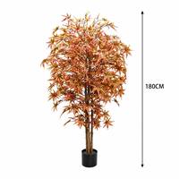 Künstlicher Ahorn-Baum im Topf mit Herbstlichen Orange-Rot-Gelben Ahornblättern, Kunstpflanze für Innenräume, Wohnzimmer, Hotel und Heimdekoration