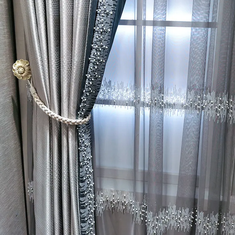Light Luxury French Silver Luxury Curtain Model Room Curtain