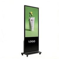 Kiosque LCD tactile IR Android 2K/4K avec partage de point d'accès Wi-Fi, affichage de texte, CMS basé sur le cloud et support sur roulettes pour usage intérieur
