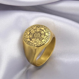 <span class=keywords><strong>Sello</strong></span> de los siete Arcángeles anillo vikingo Salomón Kabbalah talismán hexagrama anillos para hombres joyería de acero inoxidable - Product Image 6