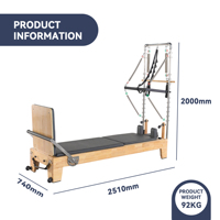 Accueil Design classique robuste réglable en gros coulissant Pilates Reformer noir avec tour demi-trapèze
