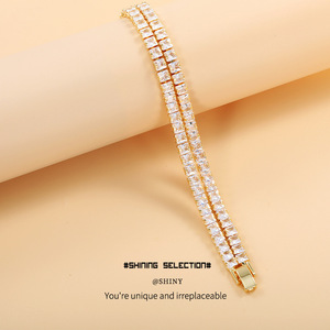 European American Style Solid Color Retro Zircon Inlaid <b>Bracelet</b> <b>Set</b> Copper Alloy Party Jewelry - Product Image 1
