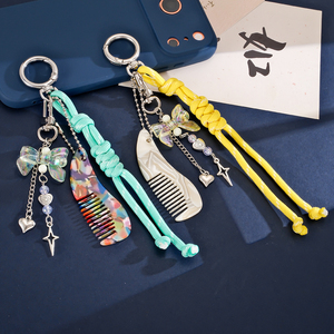 QYS Colgante de acetato con forma de peine, mini peine, llavero, lazo, corazón, colgante para teléfono, correa para teléfono móvil, regalo - Product Image 6