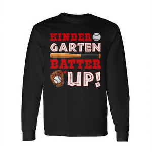 Kindergarten Batter <b>Up</b> Baseball Long Sleeve T-Shirt <b>Boys</b> Back To School - Product Image 2