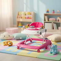 Bestseller: Girello Pieghevole per Bambini DW-106 con 6 Ruote Girevoli, Telaio in Acciaio Inox, Giocattolo Rotante con Interruttore Musicale, Capacità di Carico 20KG