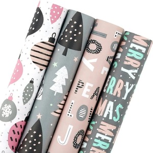 Custom Eco-Friendly Recyclable Christmas-Themed Gift <b>Wrap</b> <b>Paper</b> <b>Roll</b> 100GSM Double Sided Coated Art <b>Paper</b> for Holiday Packaging - Product Image 1