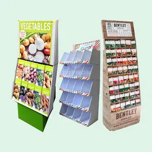 Corrugated Display Stand For Vegetable Seeds, Vegetable Seed Packet Cardboard Floor Display Stand