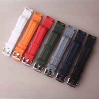Preumium 20mm extrémité incurvée étanche FKM bracelet de montre en caoutchouc pour Omeg Sea-master 300 bracelet de montre de plongée