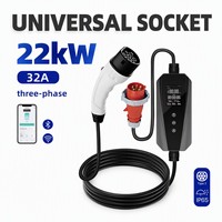 7kW Tragbares EV-Ladegerät AC 3,5kW 11kW Typ1 Typ2 J1772 NACS GBT Smart APP WiFi LCD IP65 Wasserdicht für Zuhause und Reisen Kundenspezifisches OEM