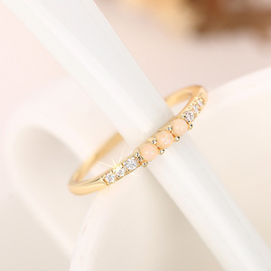 Anelli da Donna T0629 con Opale, Montatura Pavé, Pietra Naturale Rotonda, Gioielli di Moda per Fidanzamento - Product Image 6