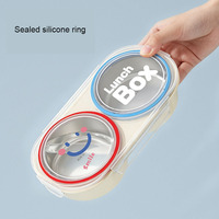 Boîte à lunch isotherme en acier inoxydable à 2 compartiments pour enfants, étanche, style bento, pour étudiants