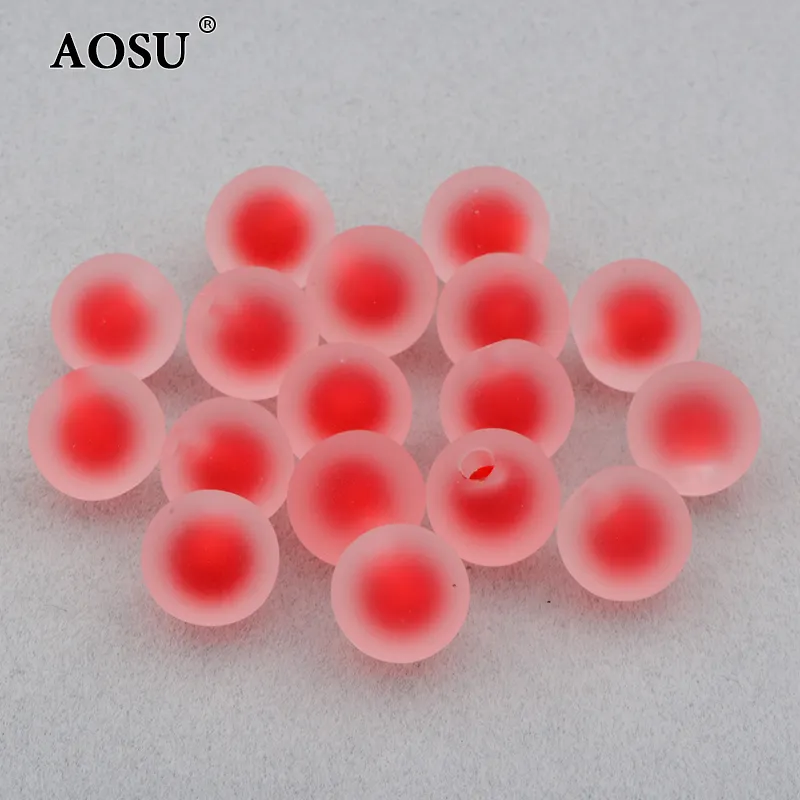 AOSU Wholesale 16mm Red Color Strass Beads Single Hole Round Crystal Beads Acrylic Frosted Beads For Earring