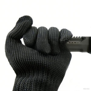 Gants anti-coupure tricotés noirs, protection de niveau 5 pour outils de survie - Product Image 2