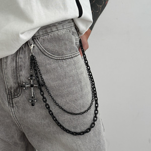 Chaîne de taille punk noire plaquée or, bijou de corps, accessoire pour pantalon en jean style hip-hop - Product Image 1