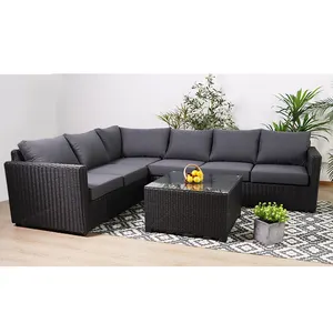 Großhandel Rattan l-förmige Outdoor-Couch Terrasse Sofa setzt China Lieferant Korb möbel