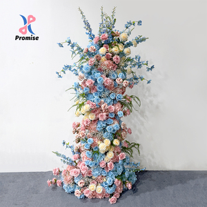 Arreglo de Flores Artificiales en Cascada Rosa y Azul Macaron para Decoración de Fondo de Arco de Boda - Product Image 1