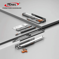 Glissière de tiroir Temax BD3303 à extension complète, à ouverture par pression, à fermeture amortie, à montage sous plan pour armoires de cuisine et meubles