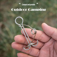 Pieu de fixation extérieur en acier inoxydable pour tentes et auvents, avec corde coupe-vent et boucle à ressort de torsion haute résistance, type pieuvre et pieu arête de poisson