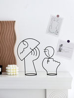 Fil métallique moderne minimaliste ligne féminine Sculpture Art décor pour salon maison bureau chambre salle de bains