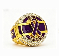 Bague de sensibilisation au cancer avec ruban violet personnalisé, faible MOQ, livraison rapide, avec votre logo