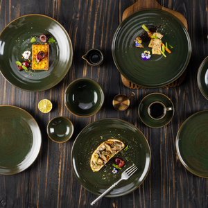Piatti in Ceramica Reattiva Verde YAYU Artigianali per Ristoranti, Fornitura Commerciale di Stoviglie, Direttamente dalla Fabbrica - Product Image 6