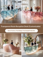 Table de réception lumineuse de luxe créative pour bar et restaurant, comptoir de réception en résine transparente, design moderne sur mesure pour club et hôtel