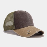 Nueva Llegada Gorra Trucker de Malla Bicolor de 5 Paneles, de Algodón Desgastado, Estilo Dad Hat, Gorra de Béisbol Deportiva