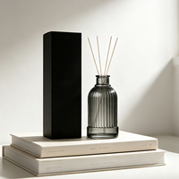 Bouteille diffuseur en verre rond authentique de 100 ml pour diffuseur à bâtonnets, bouteilles et boîte de diffuseur gris