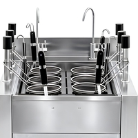 Cuiseur à nouilles automatique à 6 paniers, bouilloire à pâtes commerciale en acier inoxydable avec barre de levage, machine à faire bouillir pour cuisine de restaurant