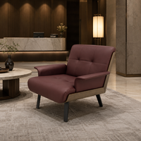 Fauteuil d'appoint de design scandinave pour hôtel, en cuir véritable et structure en bois de frêne, idéal pour les halls d'hôtel et les salles d'attente