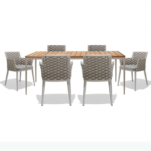 Lujo moderno cuerda tejida al aire libre mesa de comedor y sillas conjunto de muebles de exterior para Hotel Resort Villa jardín conjunto de muebles de exterior - Product Image 2