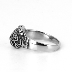 Zoryn <b>Silver</b> Tone Stainless Steel Bulldog Head <b>Ring</b> with Embossed Detail Vintage Bold <b>Men</b> Jewelry Ideal for Daily Stylish Wear - Product Image 2