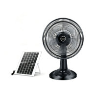 Ventilateur de bureau solaire 12 pouces, 15W, puissant, avec affichage numérique, faible bruit, réglable, chargeur DC, pour la maison, le bureau, les voyages, noir