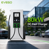Chargeur rapide DC EVEGO à double connecteur CCS1/CHAdeMO/CCS2/GB/T avec contrôle par application, OCPP 2.0.1, 80 kW, pour véhicules électriques commerciaux et stations de recharge.