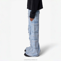 Personnalisé Vintage 100% Coton Hommes Baggy Lavé Multi-poches Cargo Respirant Haute Qualité Pantalon Large Jambe Streetwear Jeans
