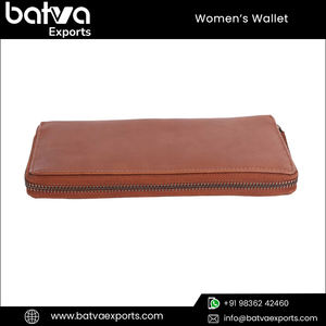 Hot Selling Ladies Vintage Genuine Leather <b>Wallet</b> Eye-Catching Design RFID Blocking Zipper PU Cotton Long <b>Card</b> Holder Daily Logo - Product Image 5