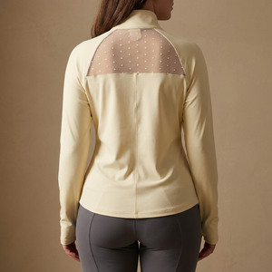Veste d'équitation à manches longues pour femmes, col montant, fermeture éclair intégrale, maille respirante, entièrement personnalisable - Product Image 1