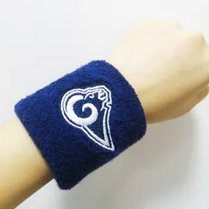 Pabrik kustom sweatband katun tenun label patch logo bordir gelang keringat pergelangan tangan