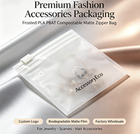 Emballage d'accessoires de mode haut de gamme, logo personnalisé, sac en plastique transparent mat compostable biodégradable PLA PBAT avec fermeture éclair