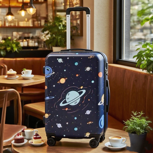 Valise <span class=keywords><strong>de</strong></span> <span class=keywords><strong>voyage</strong></span> à roulettes élégante et résistante à l'eau en ABS+PC, avec impression personnalisée <span class=keywords><strong>de</strong></span> planètes, coque rigide - Product Image 4