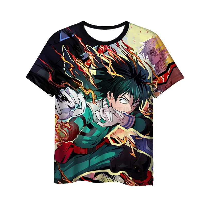 Camiseta de logotipo personalizada, múltipla cor casual e esportiva com tela mista personalizada camiseta lisa impressão para fãs de anime unissex